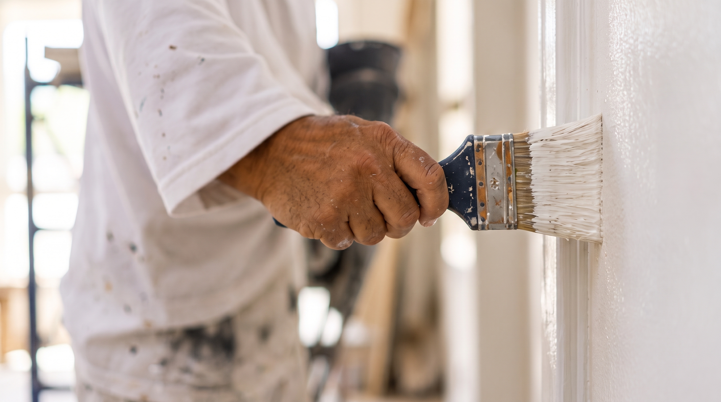 Professional painter applying a coat of paint